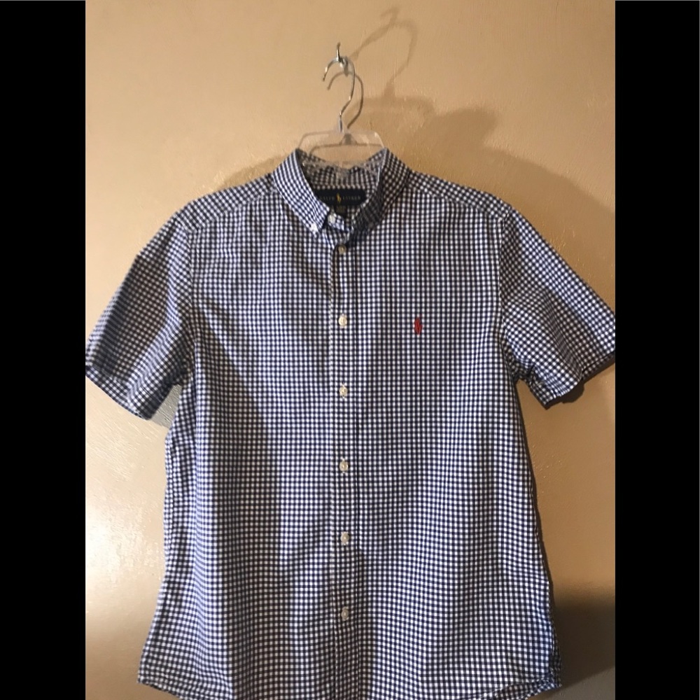 Boys blue plaid RL polo shirt